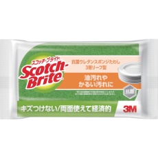 【SS-72KG】3M スコッチ・ブライト 抗菌ウレタンスポンジたわし(リーフ型) グリーン