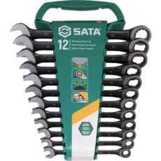 【ST08032】SATA コンビネーションラチェットレンチセット 黒(12点)
