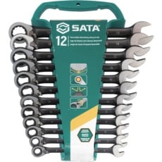 【ST08044B】SATA 切替式コンビネーションラチェットレンチセット 黒[12点]