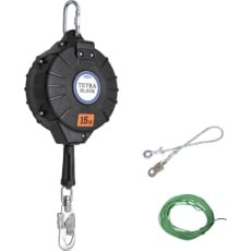 【TRB-15-BX】TSUYORON ワイヤロープ巻取式安全ブロック TRB-15 テトラブロック15m 台付・引寄ロープ付