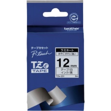 【TZE-231】brother Tzeテープ 黒文字/白地/12mm