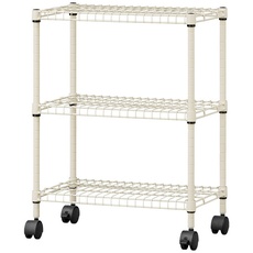 【SEC-665C-BE】カラースチールシェルフ 3段キャスタータイプ ベージュ