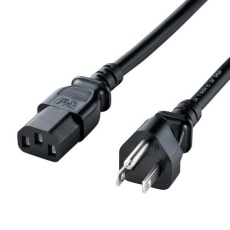【EA764CD-46】125V/15Ax 2m 電源コード(コンセントPC接続用/黒)
