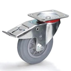 【EA986CH-160】160mm キャスター(自在金具/ゴムタイヤ/ブレーキ付)