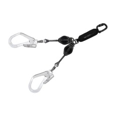 【EA998FH-11】1650mm ツインランヤード(ハーネス・胴ベルト兼用/巻取式)