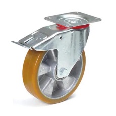 【EA986CP-200】200mm キャスター(自在/ポリウレタンタイヤ/ブレーキ付)