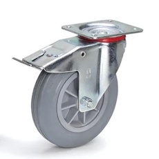 【EA986CH-200】200mm キャスター(自在金具/ゴムタイヤ/ブレーキ付)