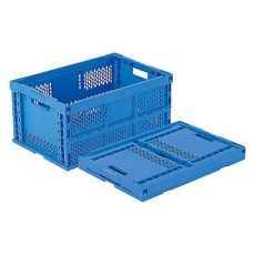 【EA506AA-107】649x439x327mm/76.5L 折畳コンテナ(メッシュ・青)