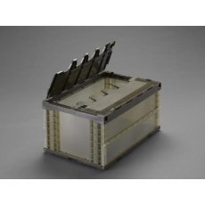 【EA506AA-100E】649x439x340mm/73.9L折畳コンテナ(半透明・蓋/5コ)