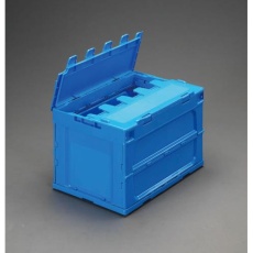 【EA506AA-7A】649x439x340mm/75.9L 折畳コンテナ(青/蓋付5個)