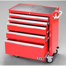 【EA956AB-11】740x470x 910mm/5段 ツールワゴン(レッド)