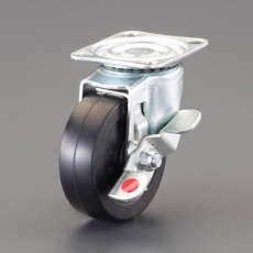 【EA986PP-61】75mm キャスター(自在金具・右ブレーキ/赤ポッチ付)