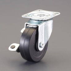【EA986PP-62】75mm キャスター(自在金具・左ブレーキ/黒ポッチ付)