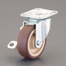 【EA986PP-72】75mm キャスター(自在金具・左ブレーキ/黒ポッチ付)