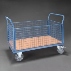 【EA520BE-41】850x450mm/500kg 運搬車(メッシュかご付)