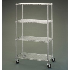 【EA976AZ-13】910x460x1610mm メタルラック(大口径ゴムキャスター付)