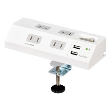 【EA815GN-91】AC100V/14A タップ(4口/USBポート付/クランプ式)