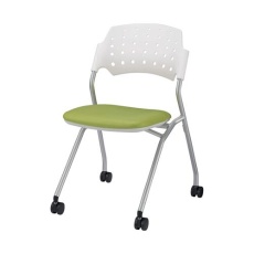 【EA956XA-182】折り畳み椅子(キャスター付/グリーン)
