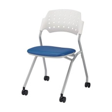 【EA956XA-181】折り畳み椅子(キャスター付/ブルー)