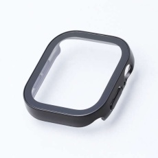 【AW-25AFCGEBK】Apple Watch 46mm/フルカバーケース/プレミアムガラス/高透明/防水/ブラック