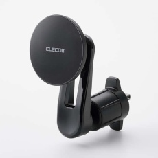 【P-CARS18BK】車載アクセサリー/スマホホルダー/マグネット吸着/エアコン吹き出し口取付タイプ/360°回転/メタルリング付属/ブラック