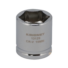 【13129】1/2DR 19mm ショートソケット (6角)