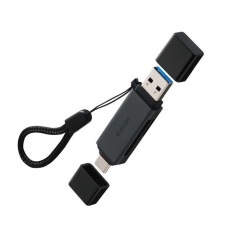 【MR3C-D21BK】メモリカードリーダー/USB Type-C&USB-A両対応/直挿しタイプ/SD+microSD/USB 5Gbps/ブラック