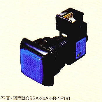 【OBSA-30AK-B-1F-161】照光式押しボタンスイッチ 長方形/A型/30mm 青