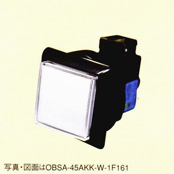 【OBSA-45AKK-Y-1F-LN】照光式押しボタンスイッチ(ランプ無し)正方形/A型/45mm 黄