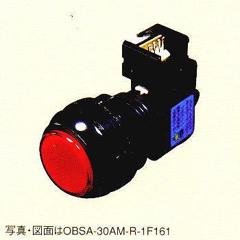 【OBSA-30AM-Y-1F-LN】照光式押しボタンスイッチ(ランプ無し)丸/A型/30mm 黄
