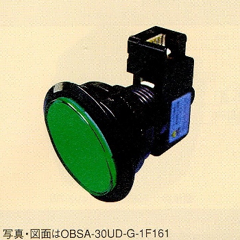 【OBSA-30UD-G-1F-LN】照光式押しボタンスイッチ(ランプ無し)楕円/薄型/30mm 緑