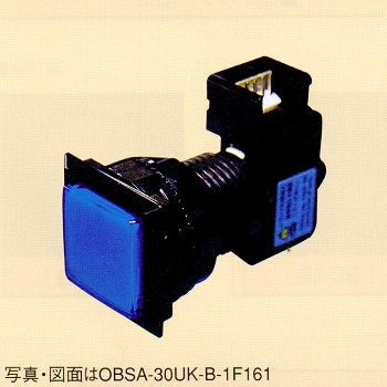【OBSA-30UK-B-1F-LN】照光式押しボタンスイッチ(ランプ無し)正方形/薄型/30mm 青