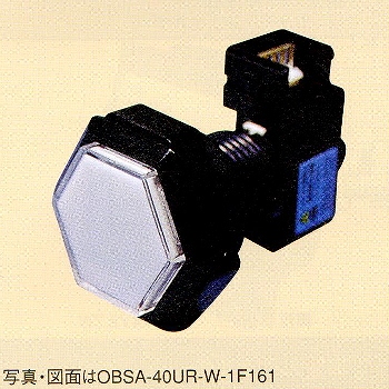 【OBSA-40UR-Y-1F-161】照光式押しボタンスイッチ 六角形/薄型/40mm 黄