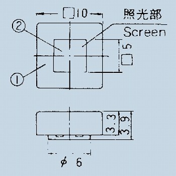 【140007480253】照光式押しボタンスイッチ角10ボタン 白(照光部:赤透明)