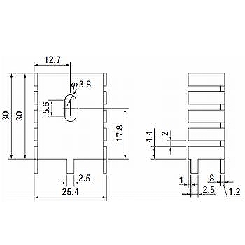 【2535-12BA】Uシリーズ プレート型ヒートシンク