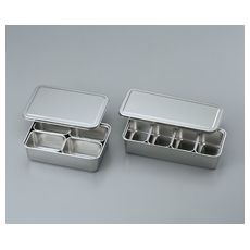 【1-4532-02】ステンレスバット蓋付き(仲子入)4ツ入長