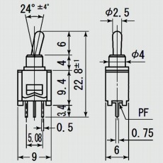 【MS611A】スイッチ トグルタイプ ON-ON SPDT(3P)