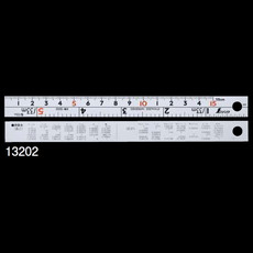 【13202】直尺シルバー 15cm併用W左基点cm表示赤字入