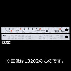 【13203】直尺シルバー 30cm併用W左基点cm表示赤字入