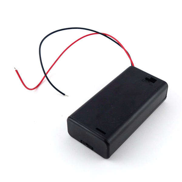 【GB-BHS-3X2C-LW】電池ケース(単3×2本、スイッチ/フタ/リード線付き)