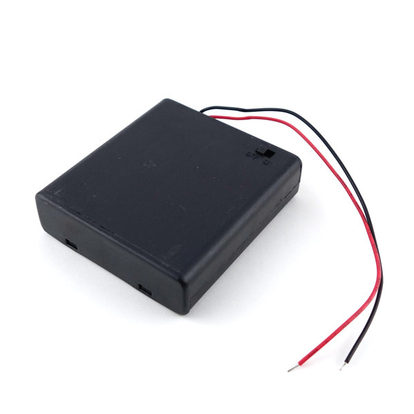 【GB-BHS-3X4C-LW】電池ケース 単3×4本 スイッチ・フタ・リード線付き