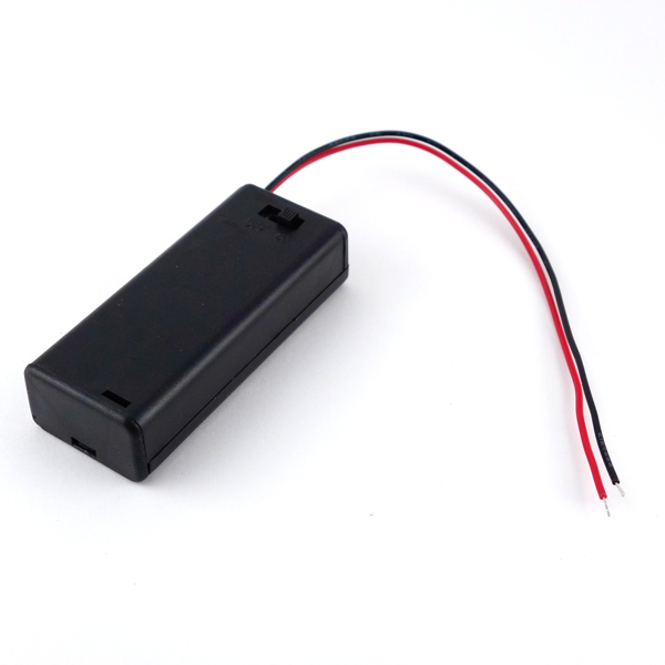 【GB-BHS-4X2C-LW】電池ケース 単4×2本 スイッチ・フタ・リード線付き