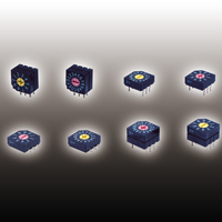 【SD-1030】ロータリコードスイッチ 16ポジション つまみ無し(マイナス溝)コンプリメンタリコード(ロータ：赤色)上部設定型 スルーホールピン