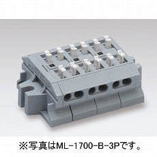 【ML-1700-B-2P】中継用スクリューレス端子台 5mmピッチ 10A 300V 4穴/極 2極 フランジ有り