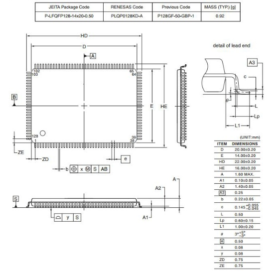 【R5F100SJAFB#V0*】マイコンIC RL78/G13 16BIT 256KB FLASH 128LQFP