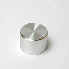 【23X15B】樹脂製ツマミ(シルバー、23φ×15、シャフト6.1φ(ローレット))