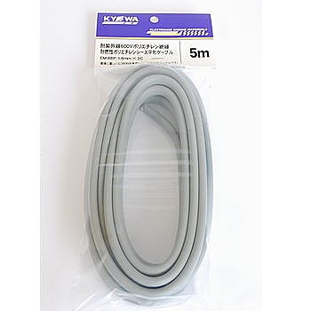 【EM-EEF1.6X2C-L5M】耐紫外線ポリエチレン絶縁シース平型ケーブル 5m 1.6mm 2芯