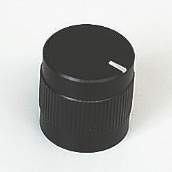 【15X15HTPSB】アルミ製ツマミ(黒、径15φ、シャフト6.1φ)