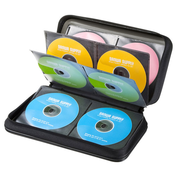 【FCD-WL96BK】DVD・CDセミハードケース(96枚収納・ブラック)