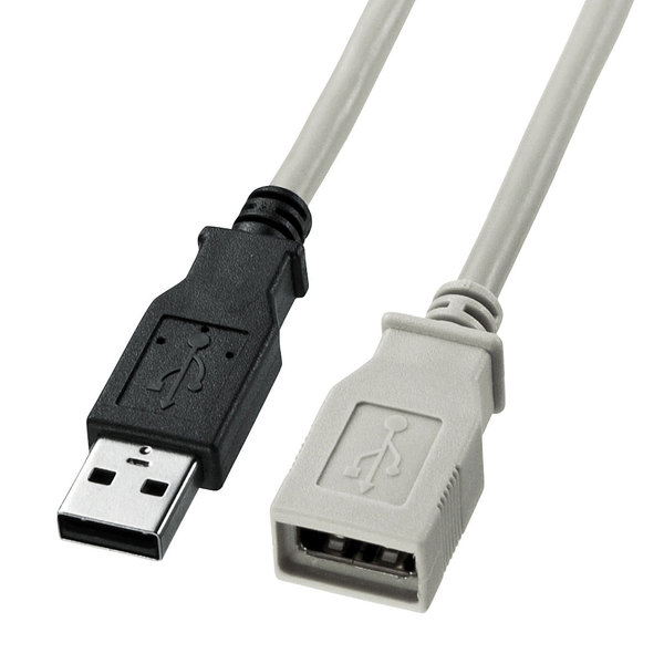 【KU-EN2K】USB延長ケーブル 2m ライトグレー